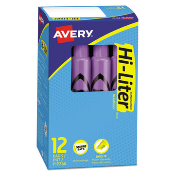 Avery® Hi-liter Desk-style Highlighters, Fluorescent Purple Ink, Chisel Tip, Purple-black Barrel, Dozen freeshipping - TVN Wholesale